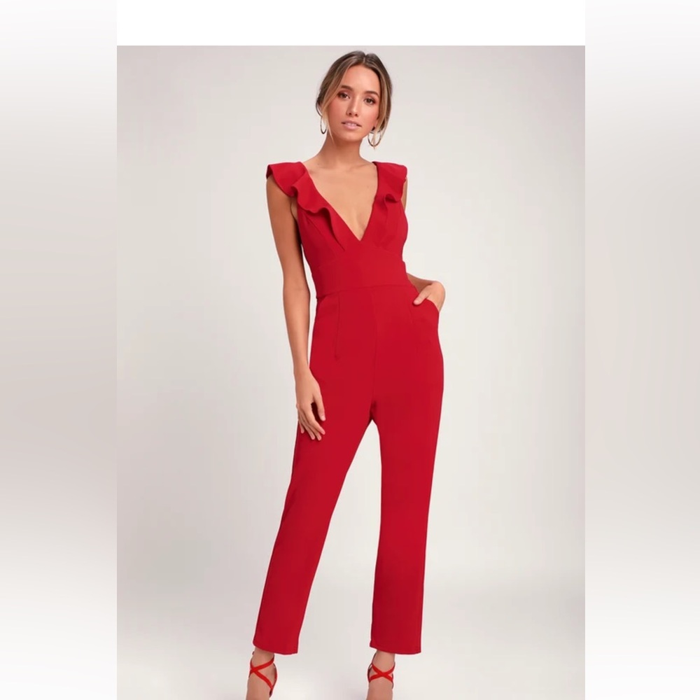 Lulus Leilani Red Ruffled Jumpsuit
